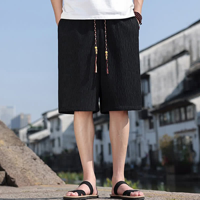 Nimara Ritual Summer Casual Drawstring Solid Bermuda Shorts Men's With Pockets