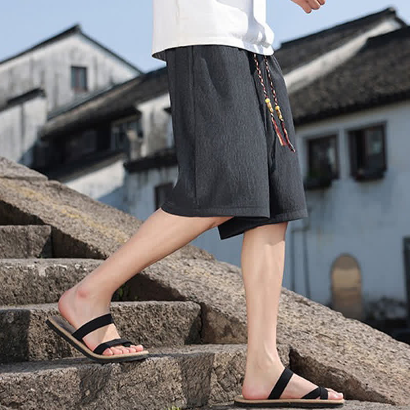 Nimara Ritual Summer Casual Drawstring Solid Bermuda Shorts Men's With Pockets