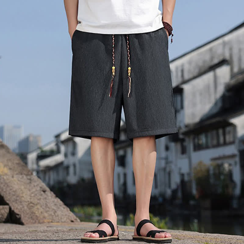 Nimara Ritual Summer Casual Drawstring Solid Bermuda Shorts Men's With Pockets