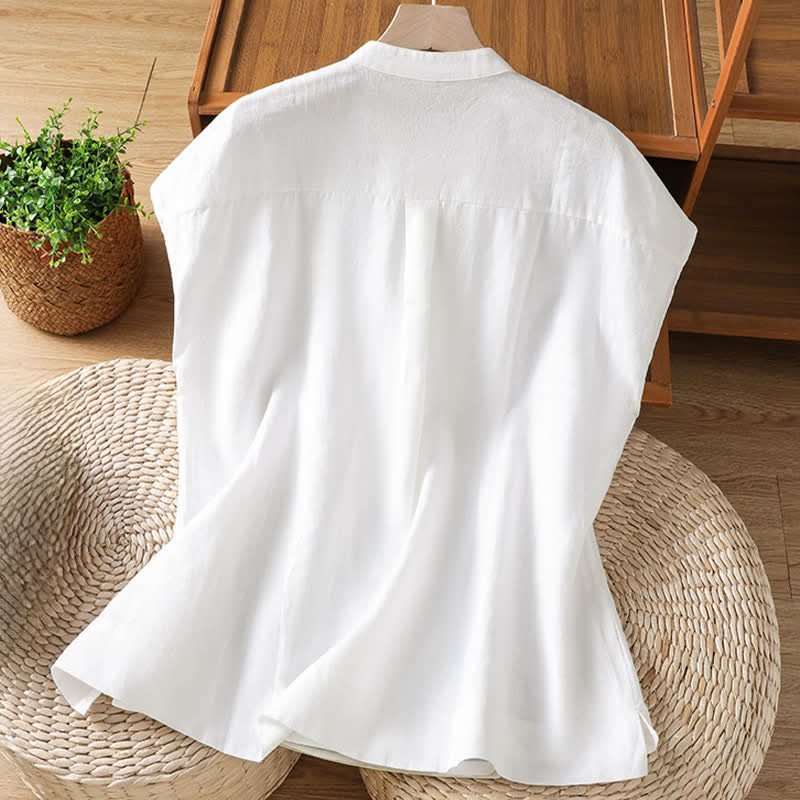 Nimara Ritual Summer Casual Pintuck Front Solid Women's Sleeveless Shirts