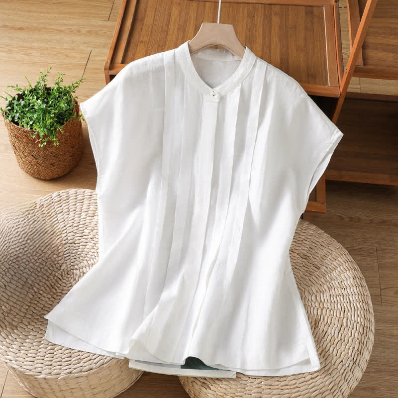 Nimara Ritual Summer Casual Pintuck Front Solid Women's Sleeveless Shirts