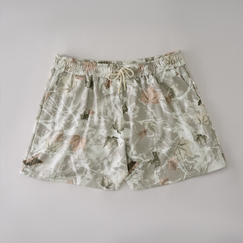 Nimara Ritual Summer Casual Drawstring Abstract Maple Leaf Women's Shorts With Pocket