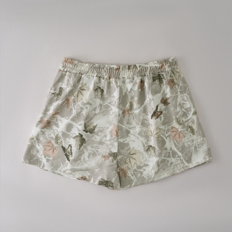 Nimara Ritual Summer Casual Drawstring Abstract Maple Leaf Women's Shorts With Pocket