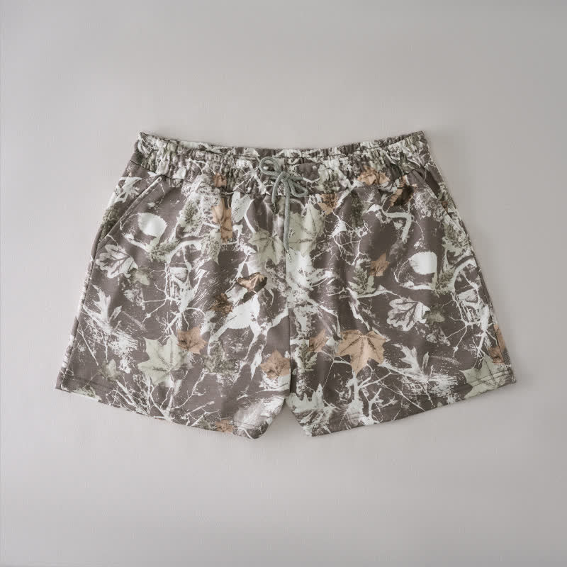 Nimara Ritual Summer Casual Drawstring Abstract Maple Leaf Women's Shorts With Pocket
