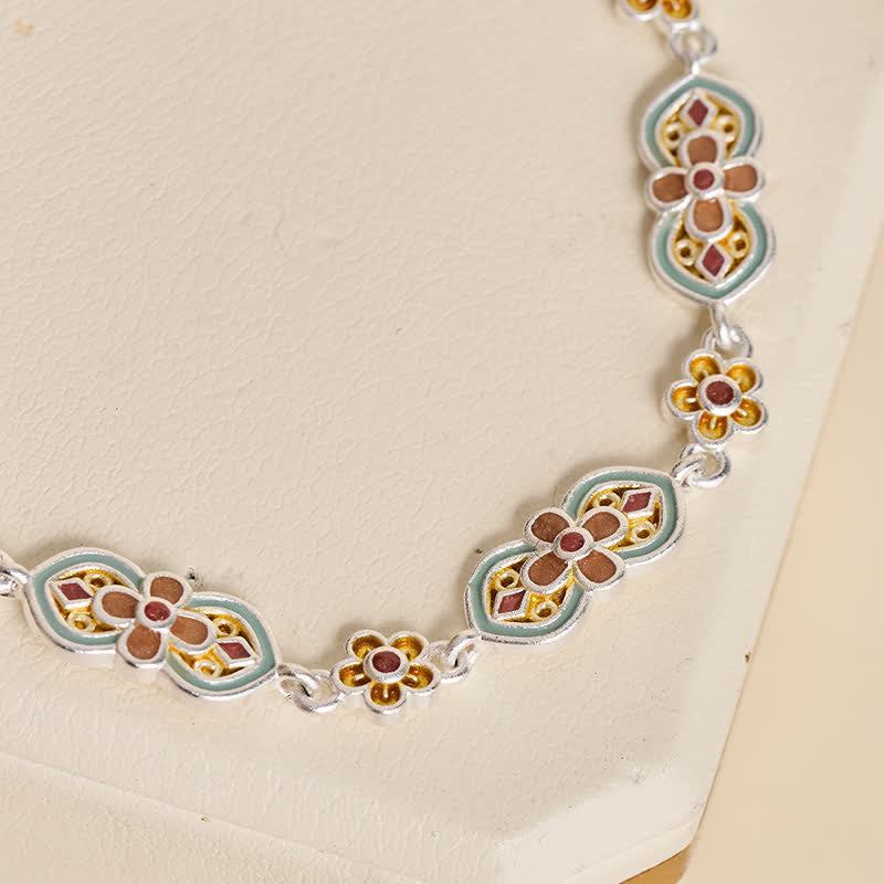 Nimara Ritual Copper Enamel Floral Pattern Healing Bracelet