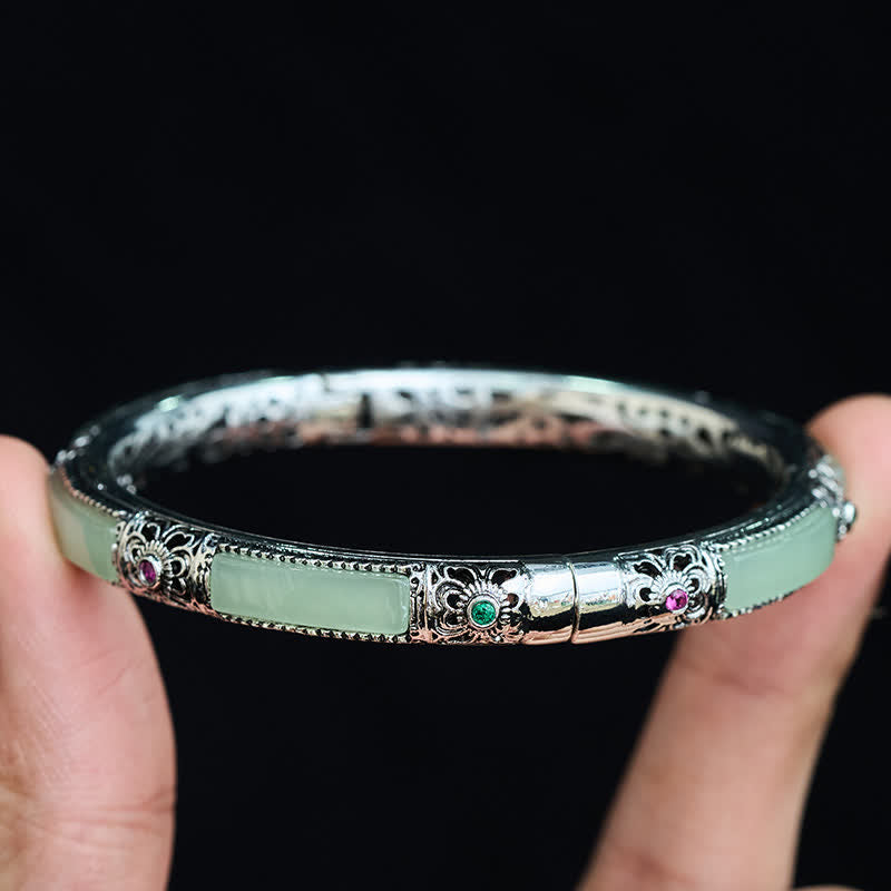 Nimara Ritual Copper Butterfly Green Agate Love Cuff Bracelet