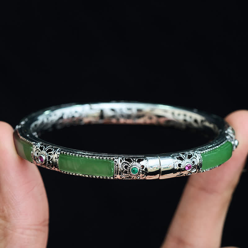 Nimara Ritual Copper Butterfly Green Agate Love Cuff Bracelet