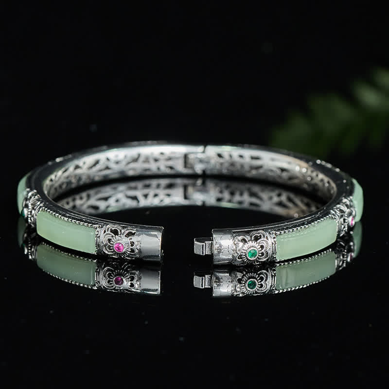 Nimara Ritual Copper Butterfly Green Agate Love Cuff Bracelet