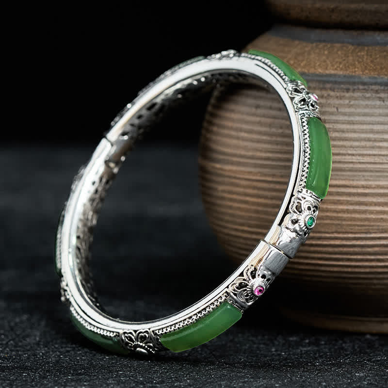Nimara Ritual Copper Butterfly Green Agate Love Cuff Bracelet