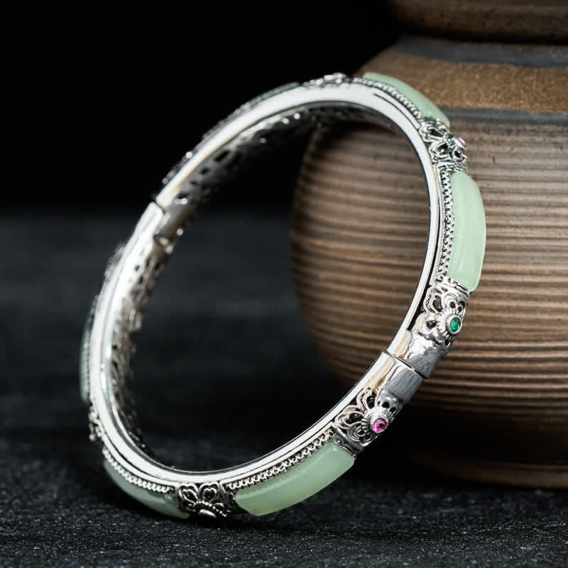 Nimara Ritual Copper Butterfly Green Agate Love Cuff Bracelet