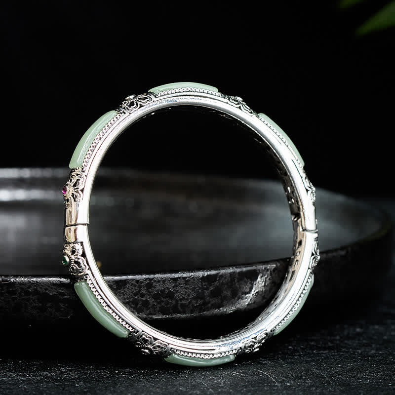 Nimara Ritual Copper Butterfly Green Agate Love Cuff Bracelet