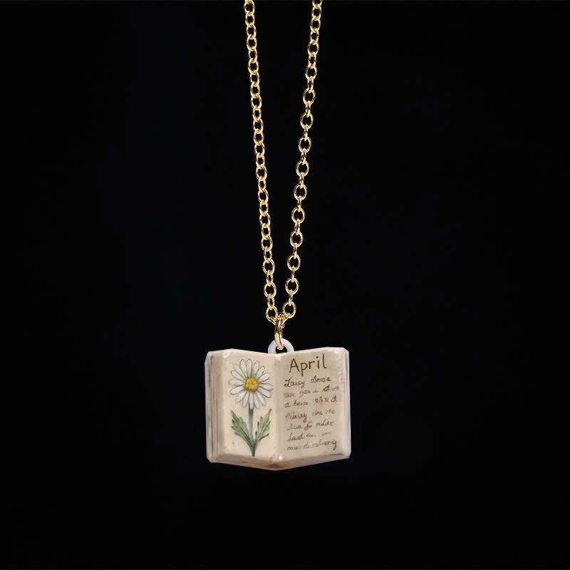 Nimara Ritual Copper Birth Flower Strengthen Book Design Balance Pendant Necklace