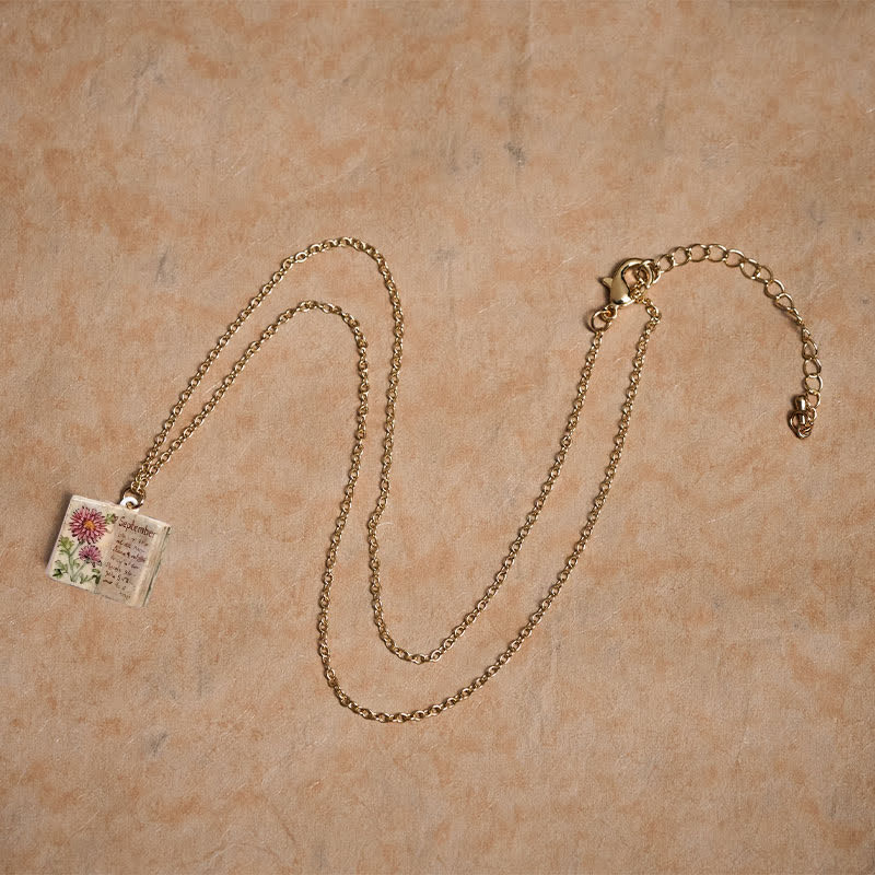 Healing and Luck Copper Birth Flower Strengthen Book Design Pendant Necklace