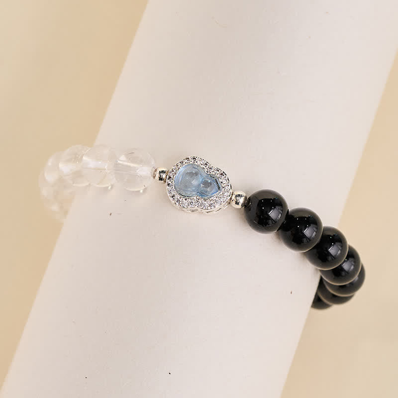 Nimara Ritual Clear Quartz Black Obsidian Gourd Clarity Bracelet