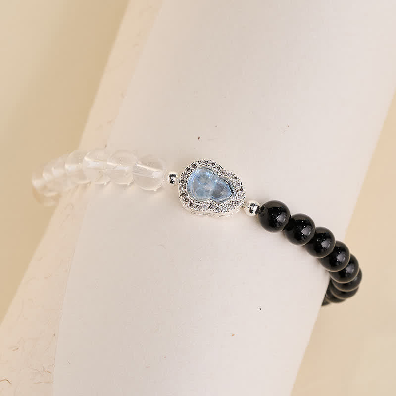 Nimara Ritual Clear Quartz Black Obsidian Gourd Clarity Bracelet