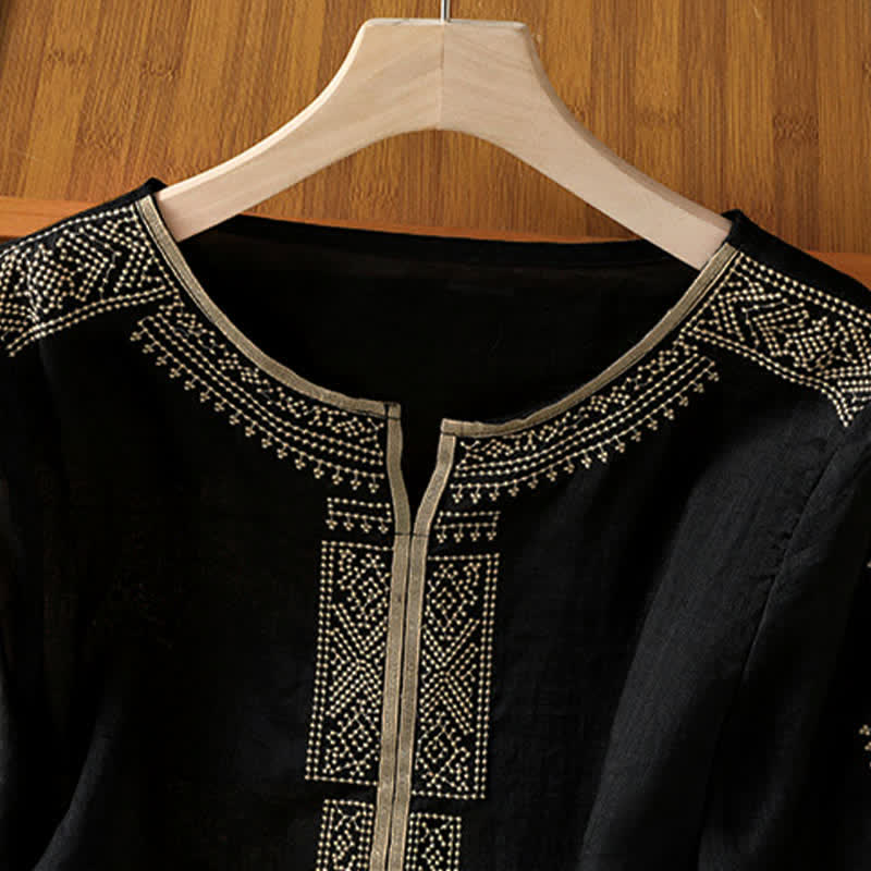 Nimara Ritual Summer Boho Casual Embroidery Geometric Women's Short Sleeve T-Shirts