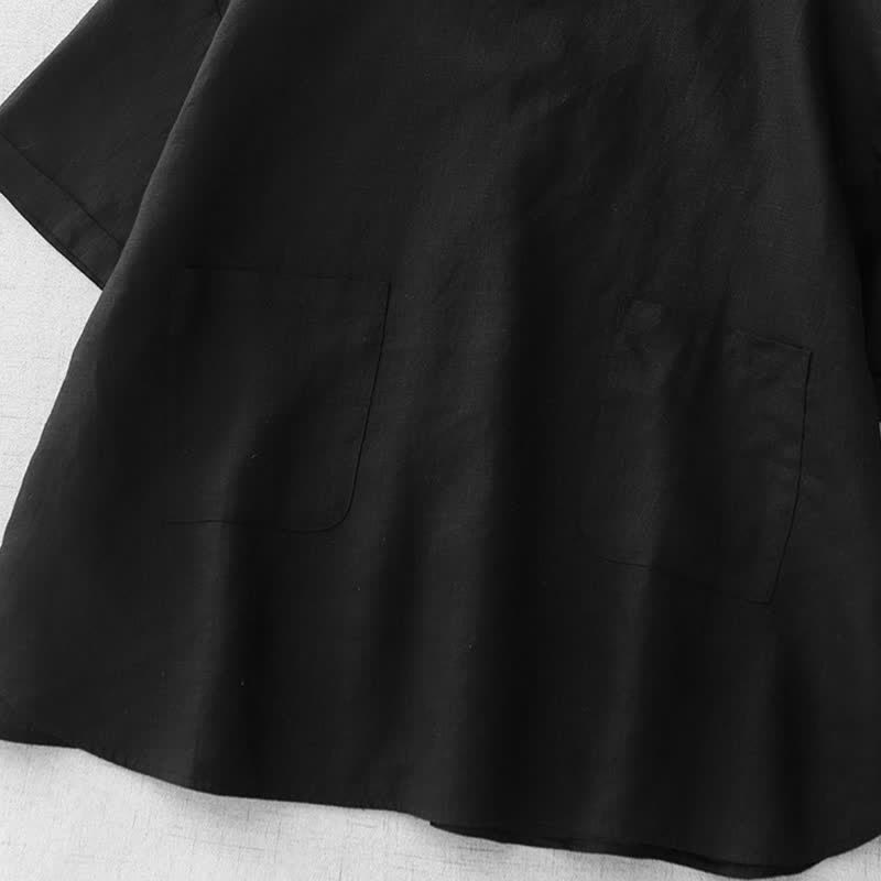 Nimara Ritual Summer Casual Minimalist Back Buttons Solid Women's Short Sleeve T-Shirts With Front Pockets