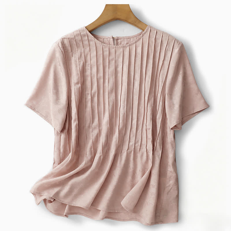 Nimara Ritual Summer Elegant Pleated Solid Women's Short Sleeve T-Shirts