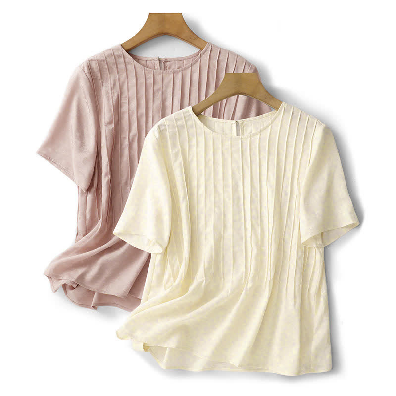 Nimara Ritual Summer Elegant Pleated Solid Women's Short Sleeve T-Shirts