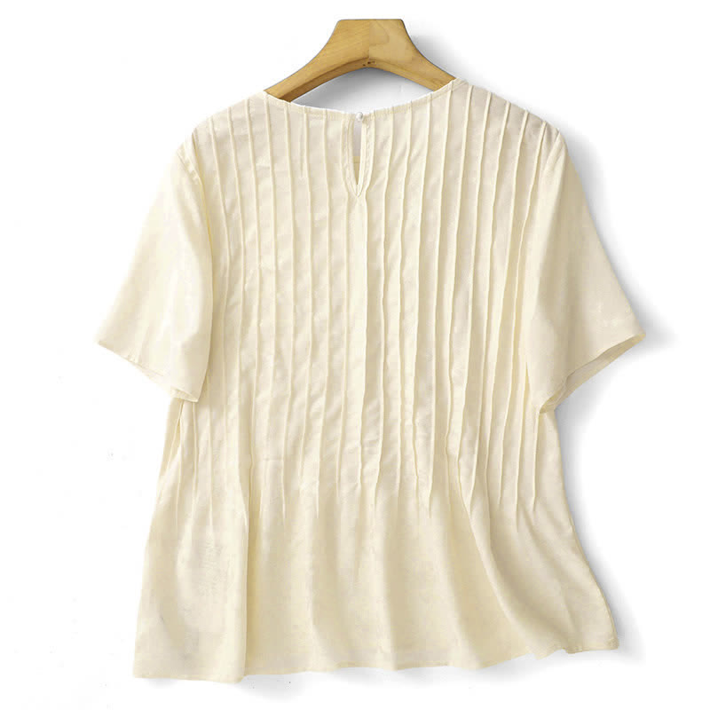 Nimara Ritual Summer Elegant Pleated Solid Women's Short Sleeve T-Shirts