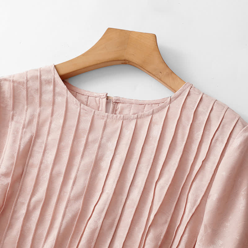 Nimara Ritual Summer Elegant Pleated Solid Women's Short Sleeve T-Shirts