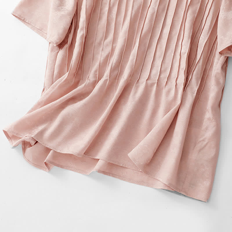 Nimara Ritual Summer Elegant Pleated Solid Women's Short Sleeve T-Shirts