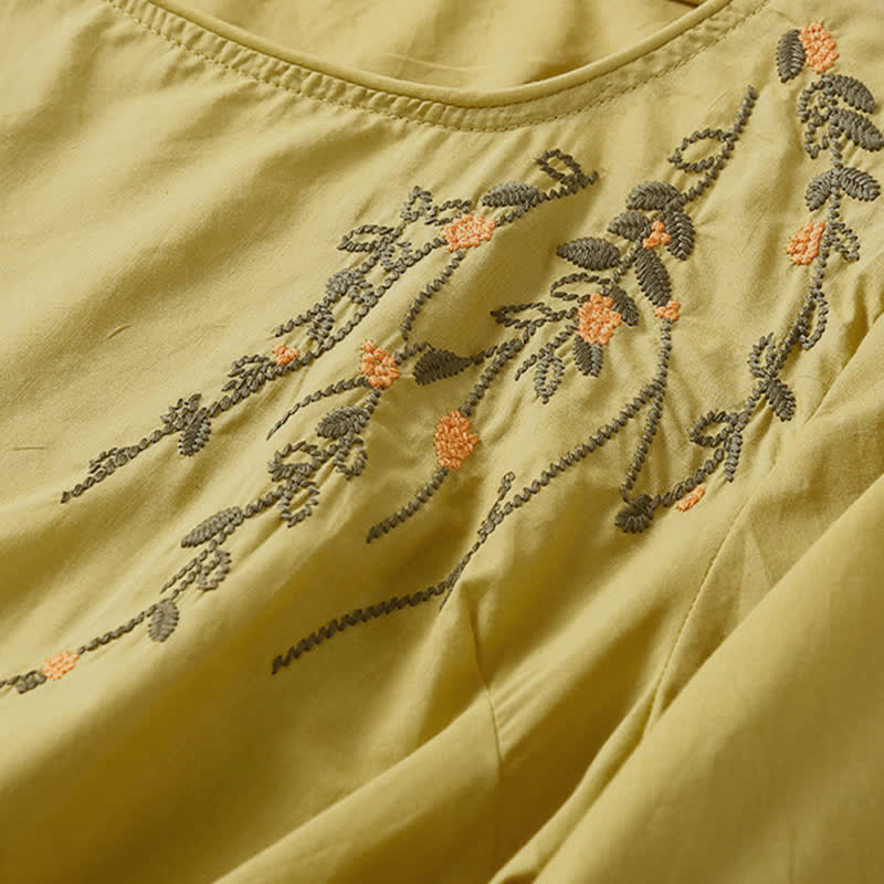 Nimara Ritual Summer Casual Crew Neck Embroidery Flower Women's Short Sleeve T-Shirts