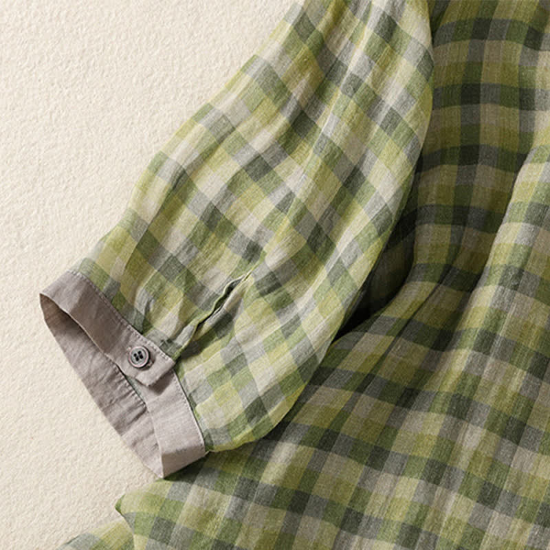 Nimara Ritual Summer Vintage Button Up Plaid Women's Short Sleeve Shirts