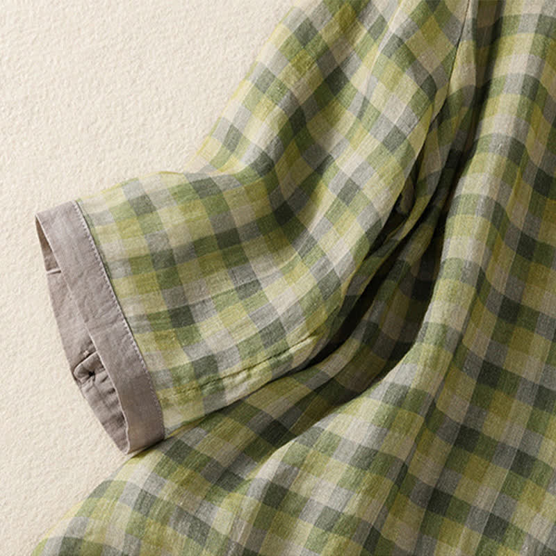Nimara Ritual Summer Vintage Button Up Plaid Women's Short Sleeve Shirts