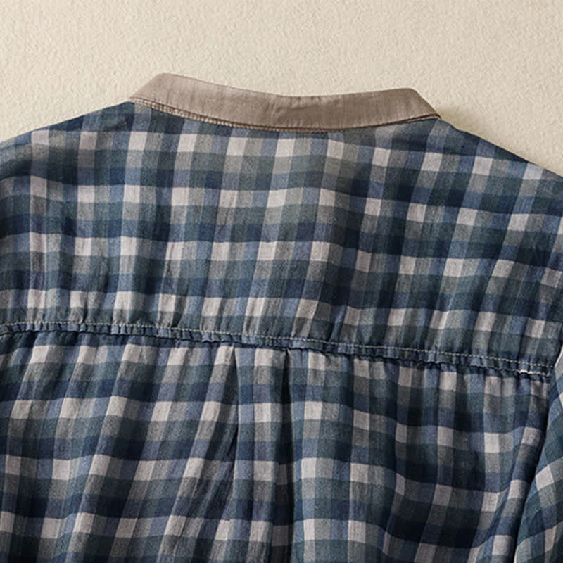 Nimara Ritual Summer Vintage Button Up Plaid Women's Short Sleeve Shirts