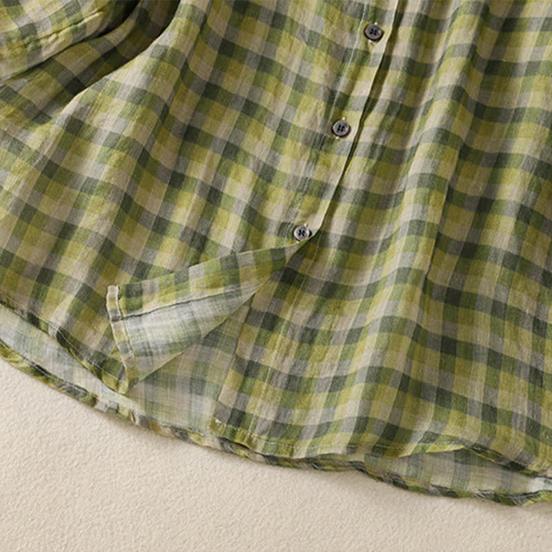Nimara Ritual Summer Vintage Button Up Plaid Women's Short Sleeve Shirts