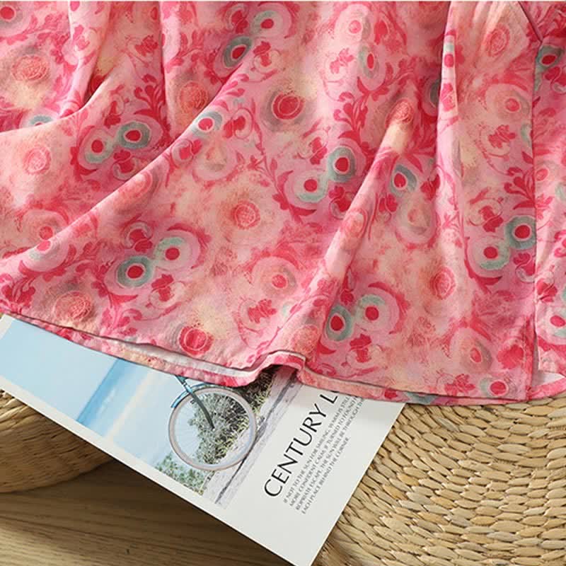 Nimara Ritual Summer Elegant Mandarin Collar Side Slit Floral Print Women's Sleeveless Shirts
