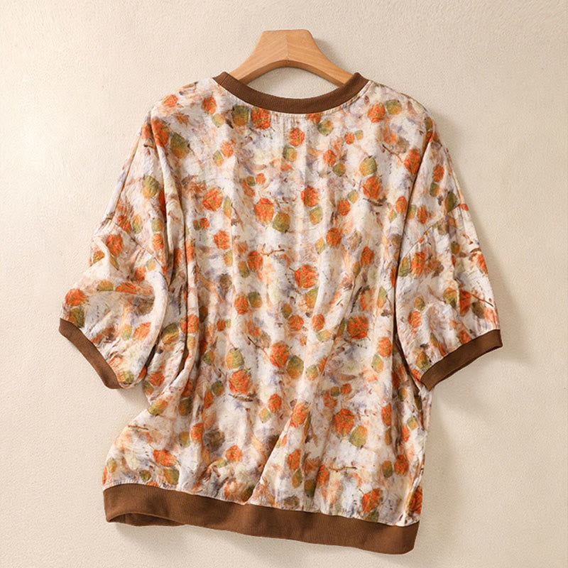 Nimara Ritual Summer Vintage Crew Neck Floral Print Women's Short Sleeve T-Shirts