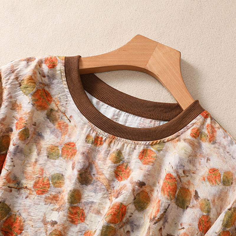 Nimara Ritual Summer Vintage Crew Neck Floral Print Women's Short Sleeve T-Shirts