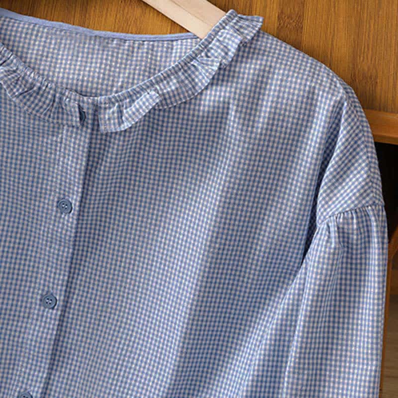 Nimara Ritual Spring Button-Up Gingham Women's Long Sleeve Shirts