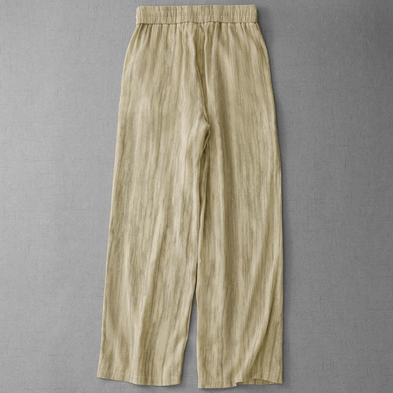 Nimara Ritual Summer Casual Drawstring Stripe Elastic Waist Women's Straight Leg Pants With Pockets