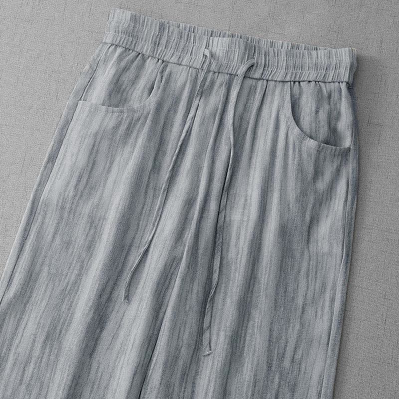 Nimara Ritual Summer Casual Drawstring Stripe Elastic Waist Women's Straight Leg Pants With Pockets