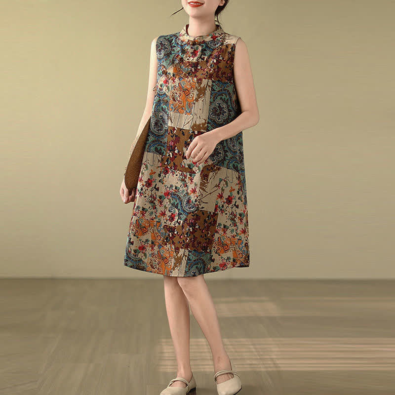 Nimara Ritual Summer Paisley Floral Women's Summer Sleeveless Dress With Pockets
