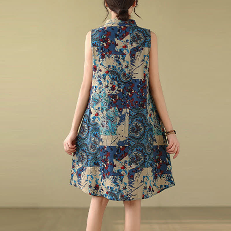Nimara Ritual Summer Paisley Floral Women's Summer Sleeveless Dress With Pockets