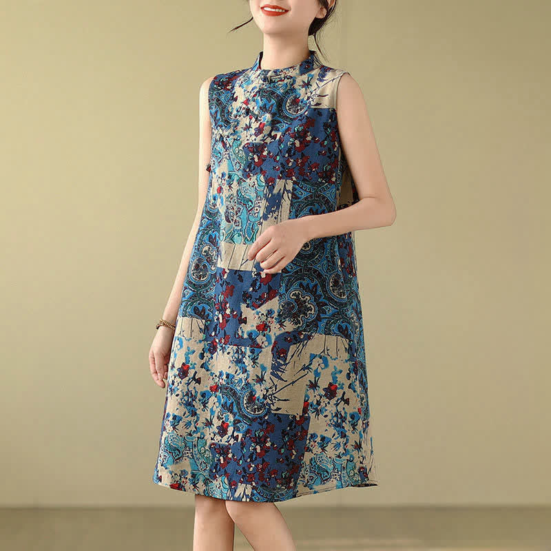 Nimara Ritual Summer Paisley Floral Women's Summer Sleeveless Dress With Pockets