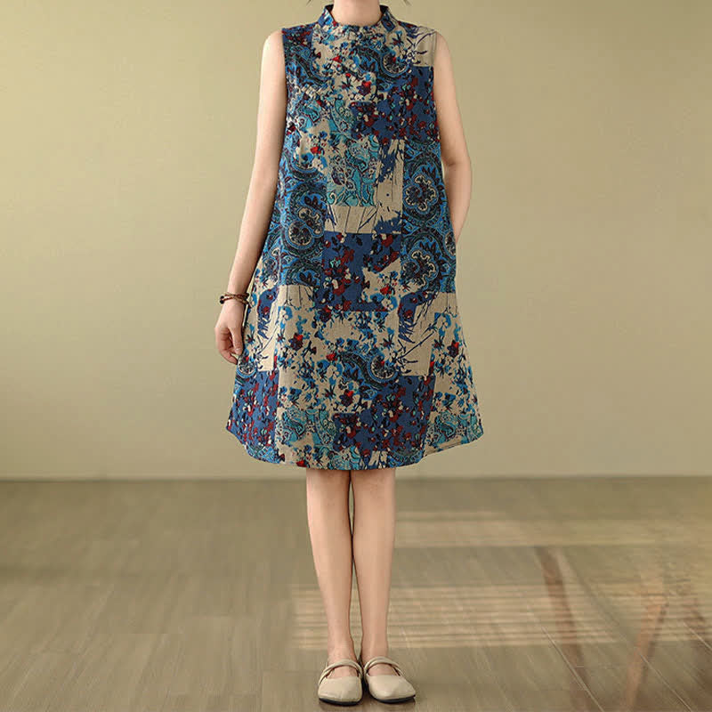 Nimara Ritual Summer Paisley Floral Women's Summer Sleeveless Dress With Pockets
