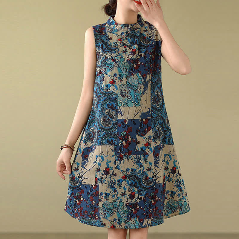Nimara Ritual Summer Paisley Floral Women's Summer Sleeveless Dress With Pockets