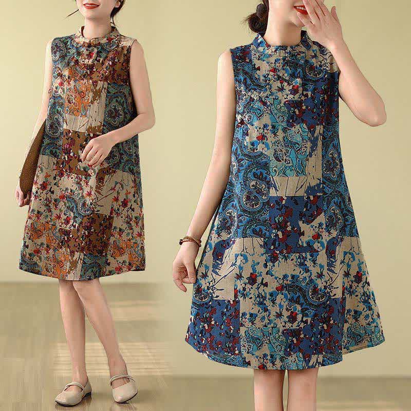Nimara Ritual Summer Paisley Floral Women's Summer Sleeveless Dress With Pockets