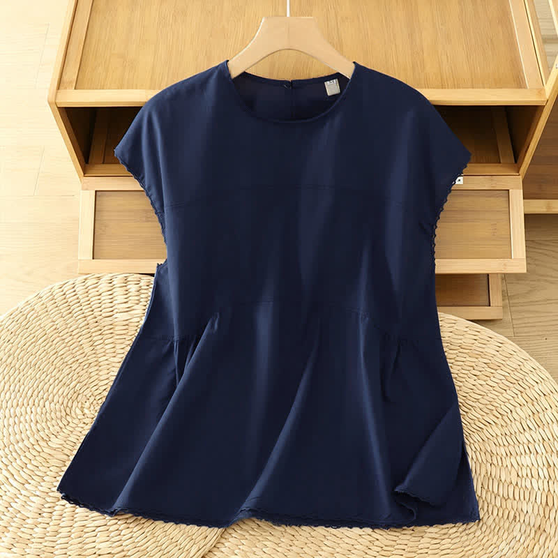Nimara Ritual Summer Casual Solid Crew Neck Women's Cap Sleeve T-Shirts Tank Top