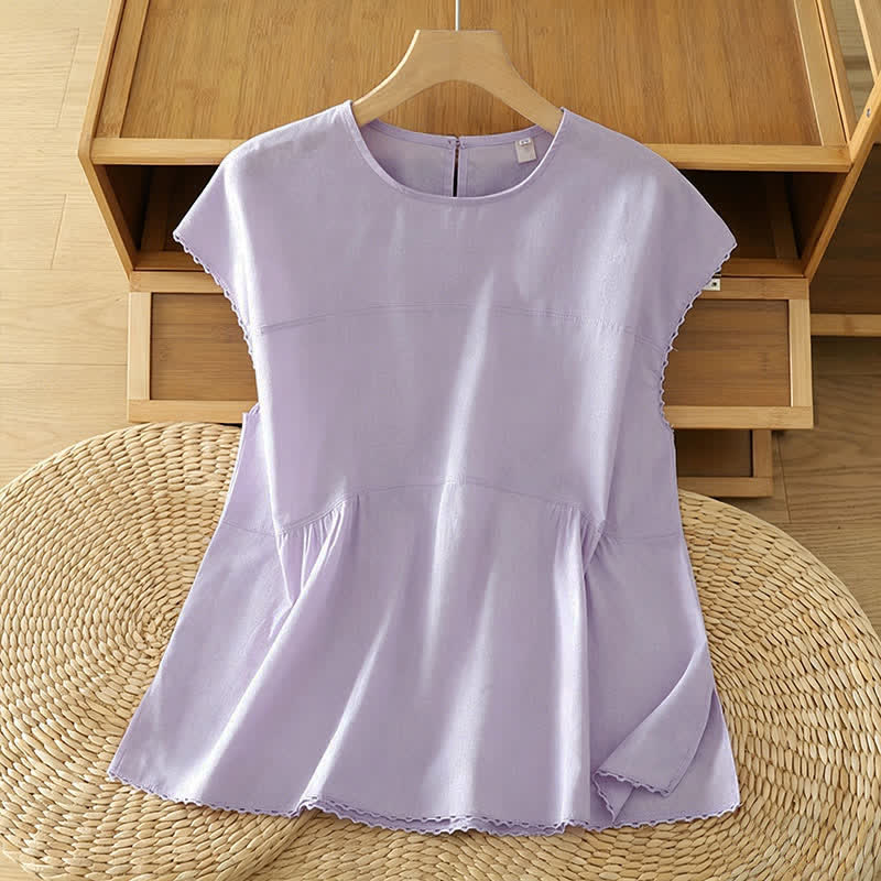 Nimara Ritual Summer Casual Solid Crew Neck Women's Cap Sleeve T-Shirts Tank Top