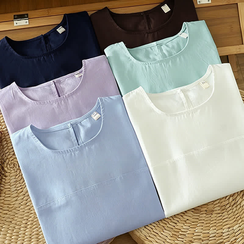 Nimara Ritual Summer Casual Solid Crew Neck Women's Cap Sleeve T-Shirts Tank Top
