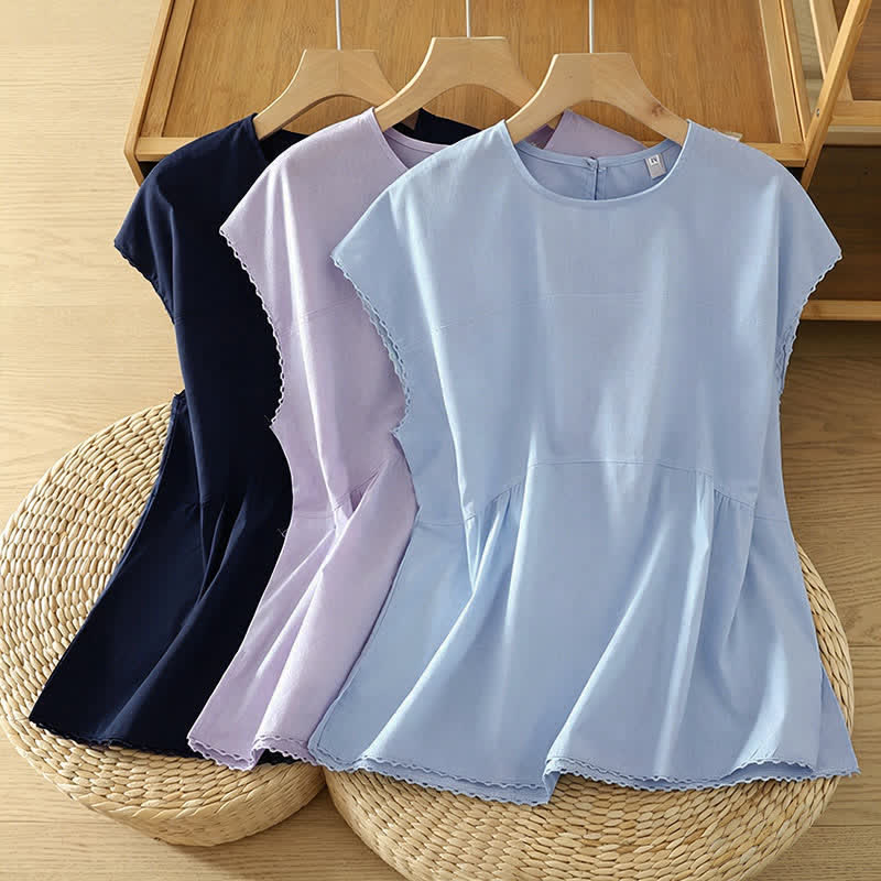 Nimara Ritual Summer Casual Solid Crew Neck Women's Cap Sleeve T-Shirts Tank Top