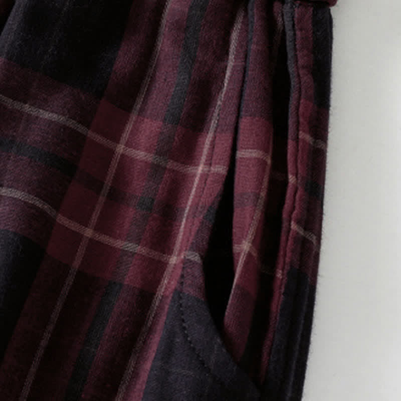 Nimara Ritual Spring Casual Drawstring Plaid Pattern Elastic Waist Cropped Women's Harem Pants With Pockets