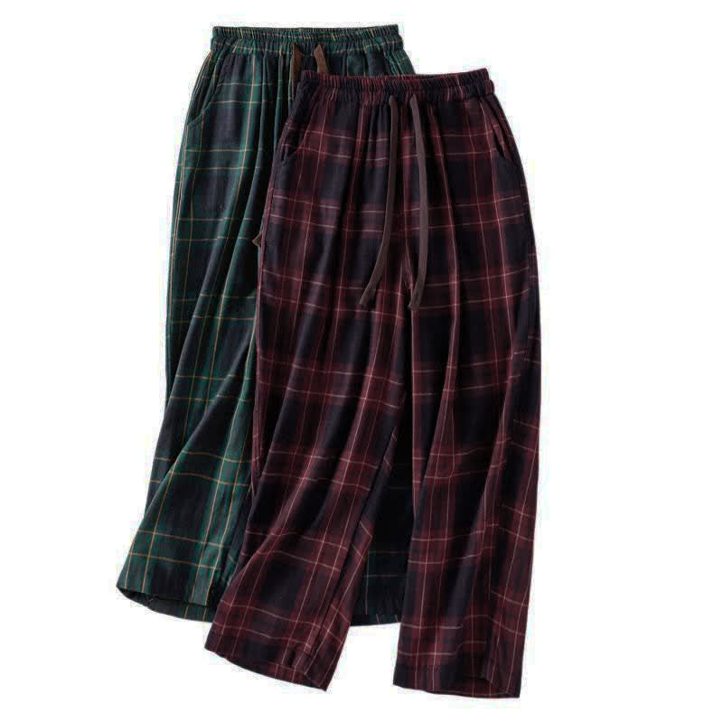 Nimara Ritual Spring Casual Drawstring Plaid Pattern Elastic Waist Cropped Women's Harem Pants With Pockets