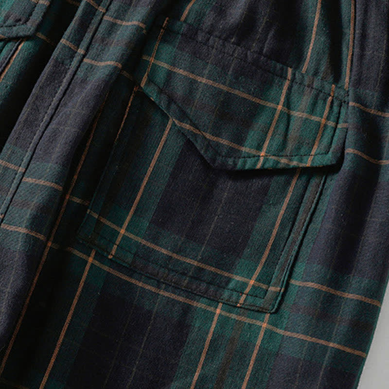 Nimara Ritual Spring Casual Drawstring Plaid Pattern Elastic Waist Cropped Women's Harem Pants With Pockets